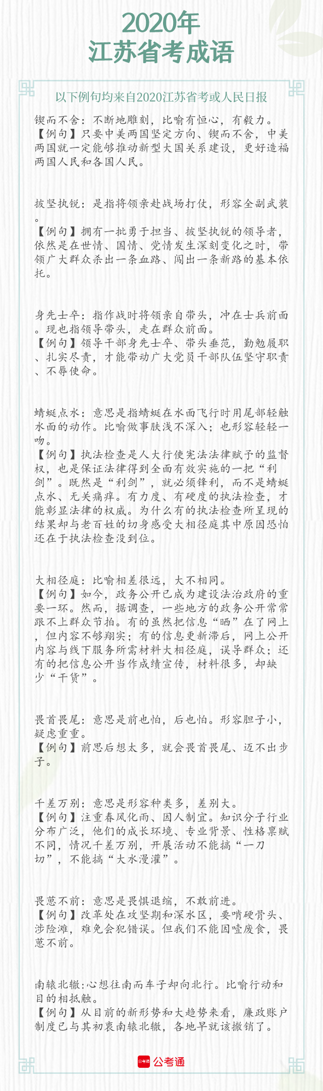 考點(diǎn)梳理！2021年江蘇省考中的成語(yǔ)（上）